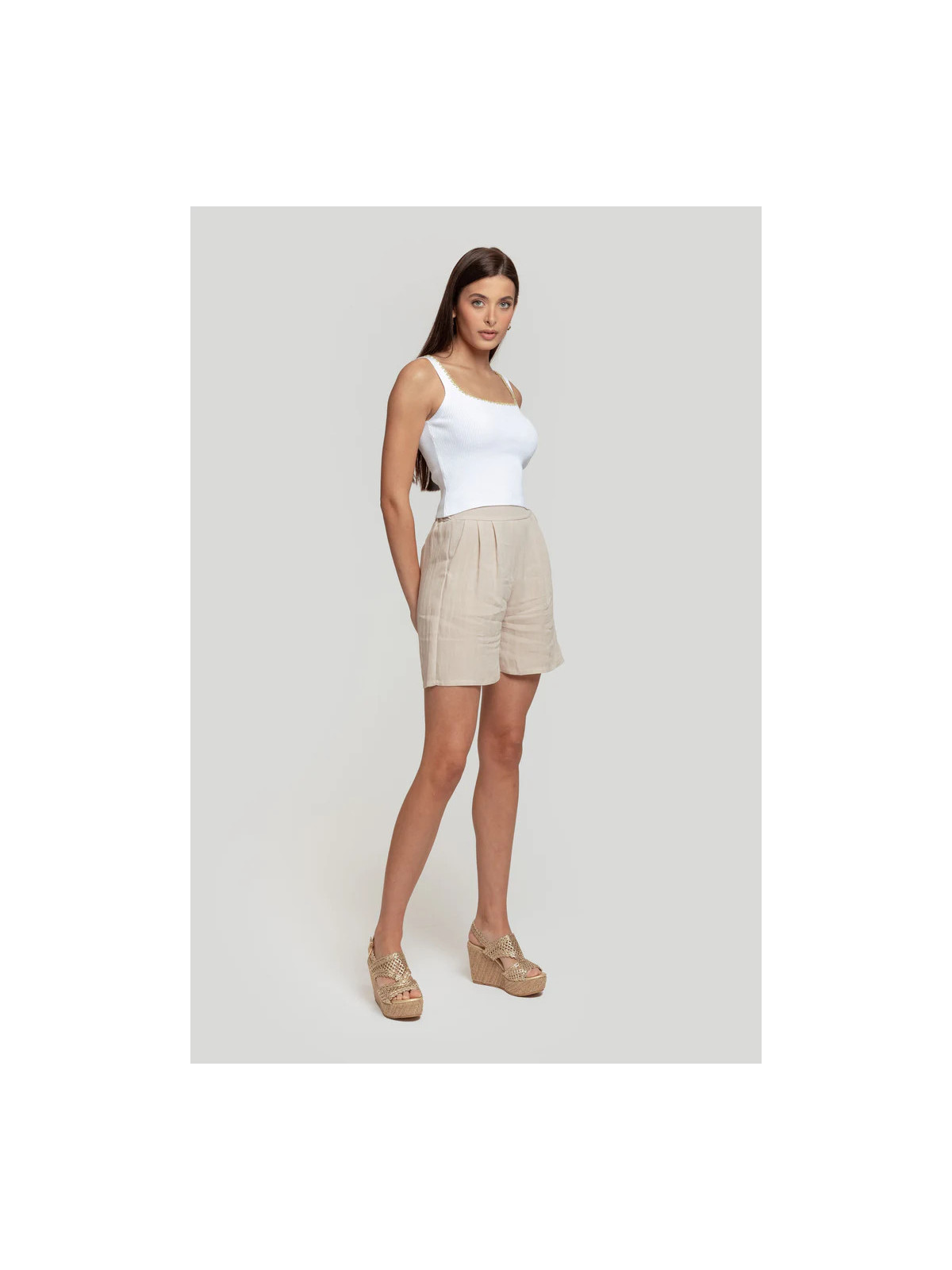 Pantalon corto beige