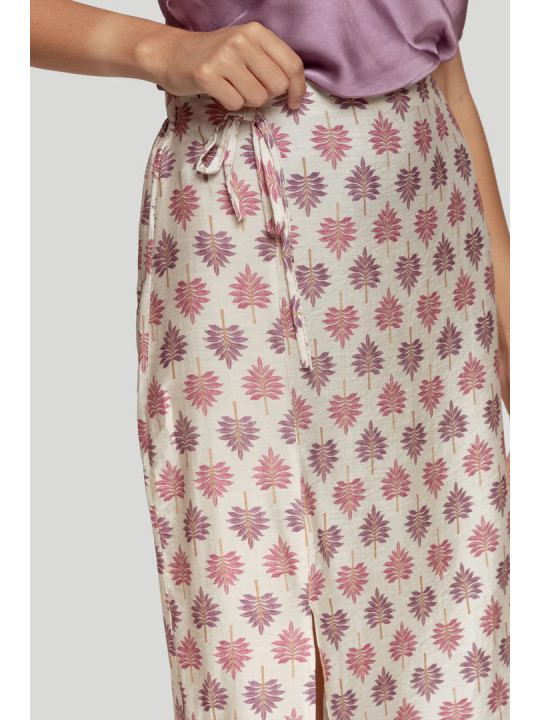 Falda midi estampado hojas