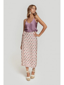 Falda midi estampado hojas