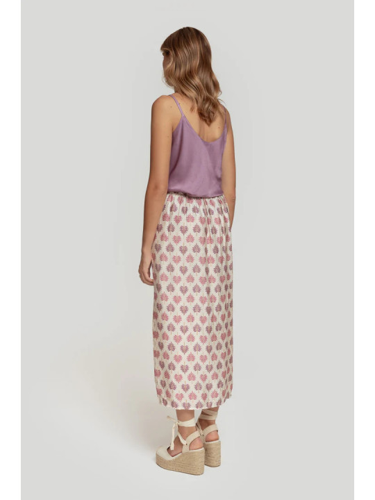 Falda midi estampado hojas
