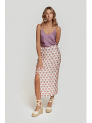 Falda midi estampado hojas
