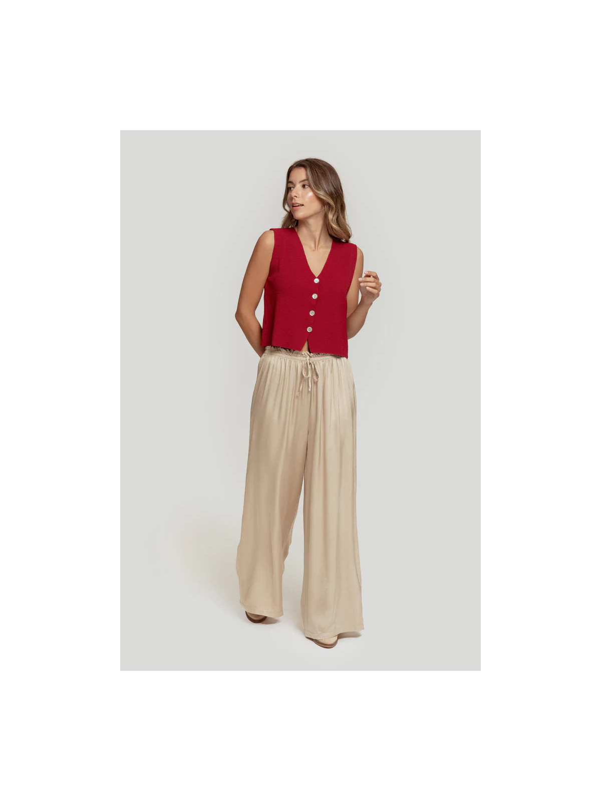 Pantalon palazzo beige