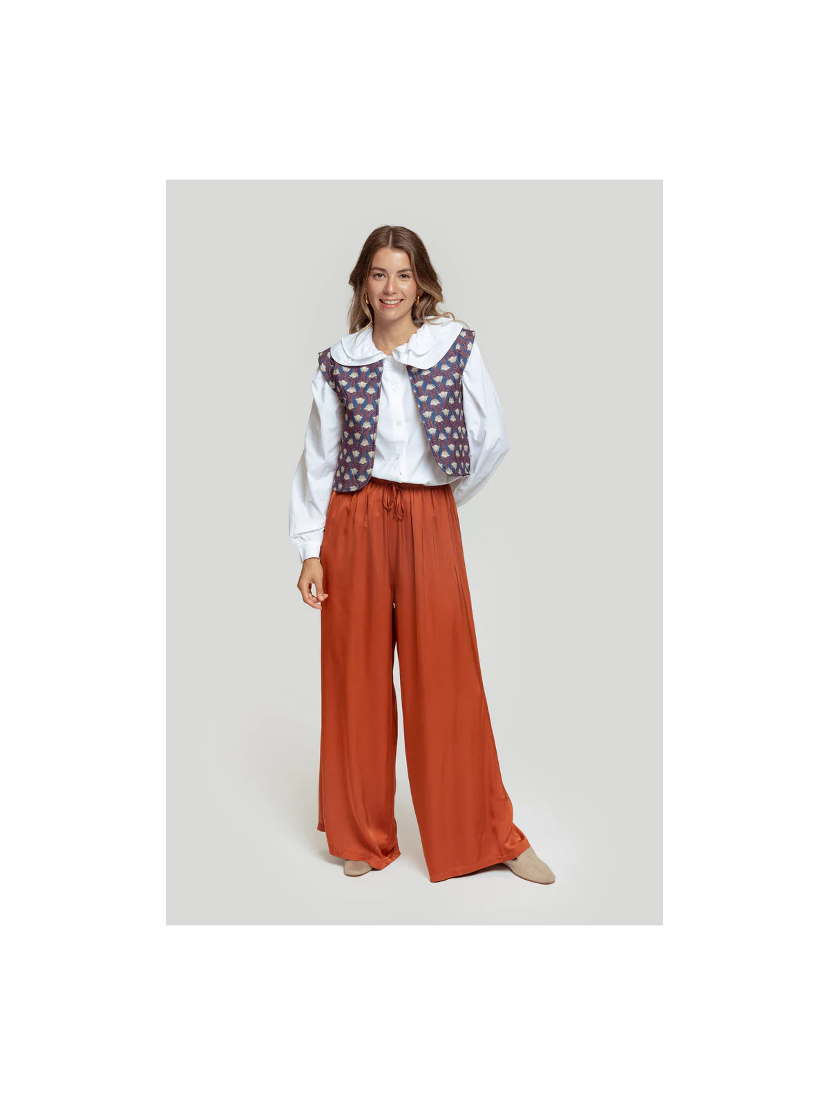pantalón palazzo teja