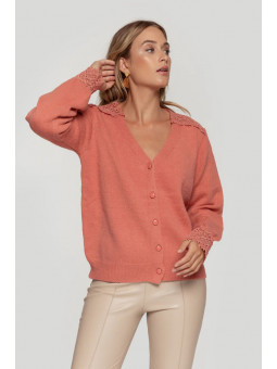 Cárdigan encaje coral