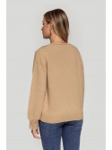 Cárdigan camel con detalles crochet
