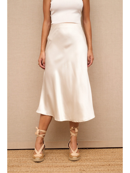 Falda midi color terracota