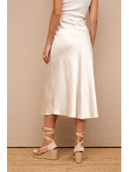 Falda midi color terracota