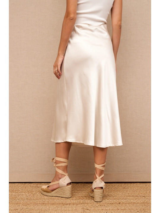 Falda midi color terracota