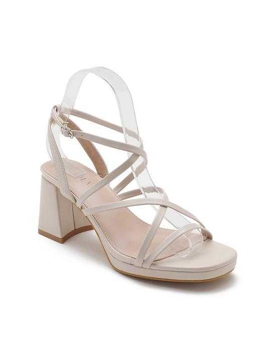 Sandalia de tacon beige