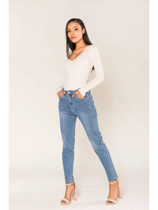 Jeans mom azul oscuro