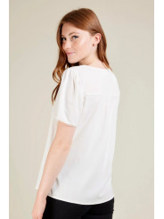 Blusa manga corta con encaje
