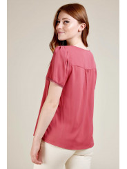 Blusa de manga corta con encaje