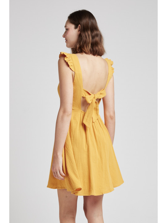Vestido corto de gasa de algodón
