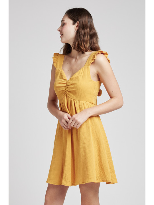 Vestido corto de gasa de algodón