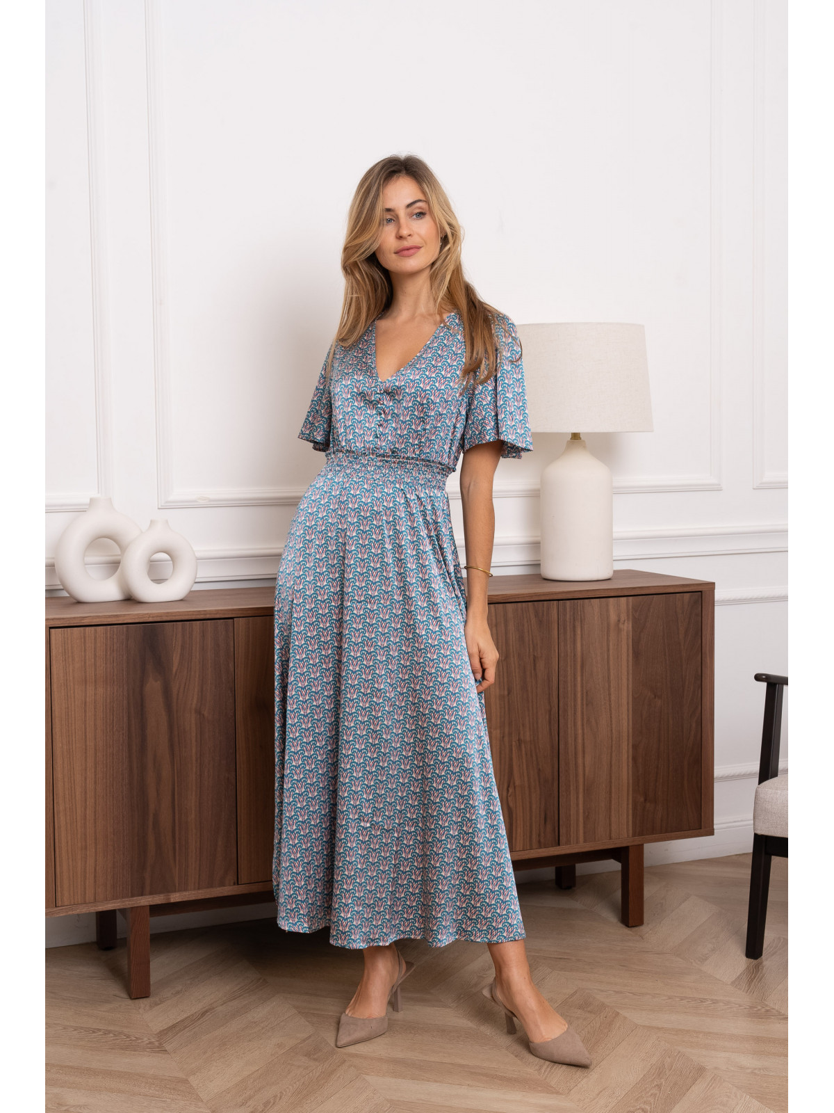 Vestido largo estampado