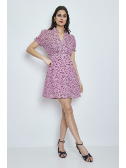 Vestido corto rosa estampado animal