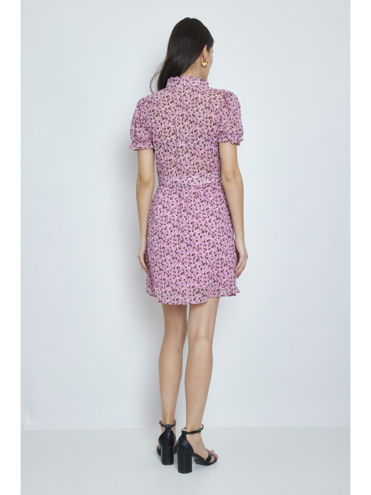Vestido corto rosa estampado animal
