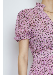 Vestido corto rosa estampado animal