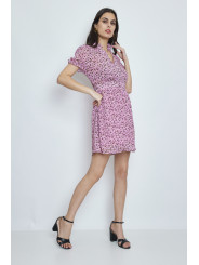 Vestido corto rosa estampado animal