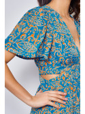 Vestido largo azul estampado