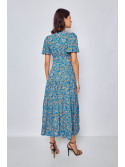 Vestido largo azul estampado