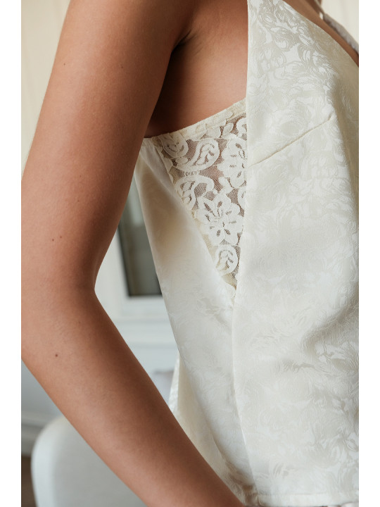 Top floral blanco