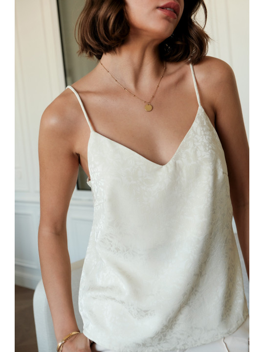 Top floral blanco