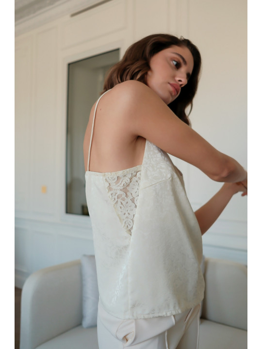 Top floral blanco