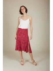 Falda midi estampada en color buganvilla