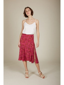 Falda midi estampada en color buganvilla