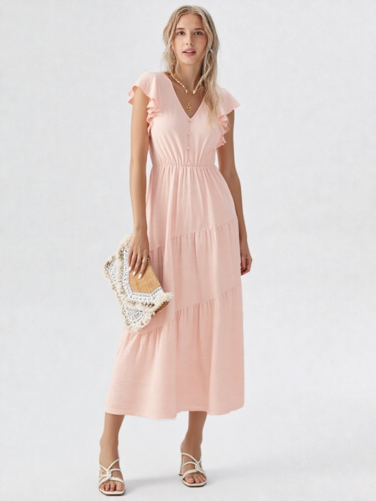 Vestido midi rosa