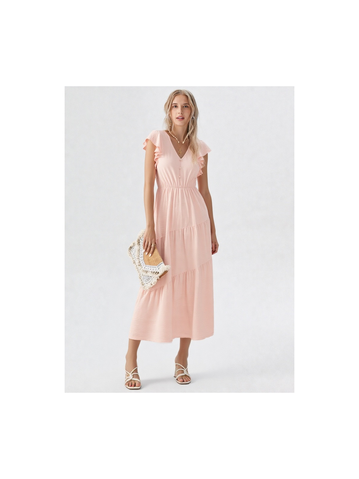 Vestido midi rosa