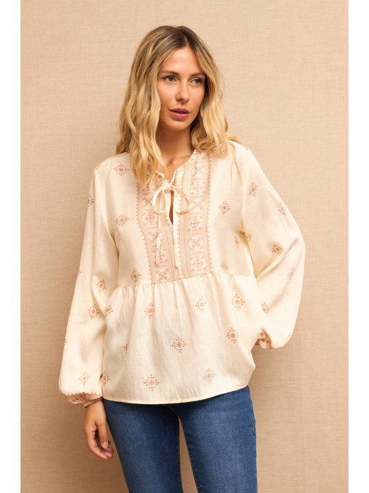Blusa étnica beige