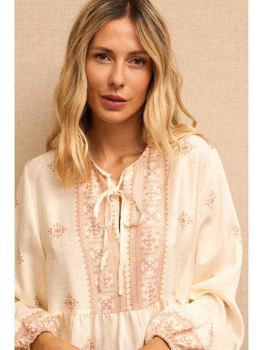 Blusa étnica beige
