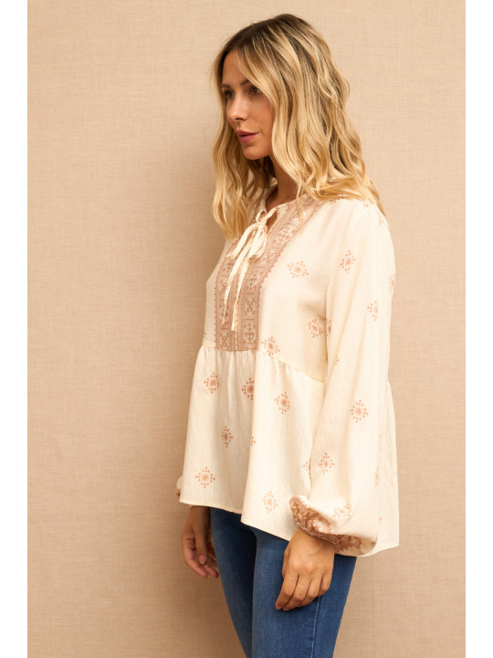 Blusa étnica beige