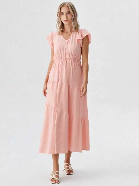 Vestido midi rosa