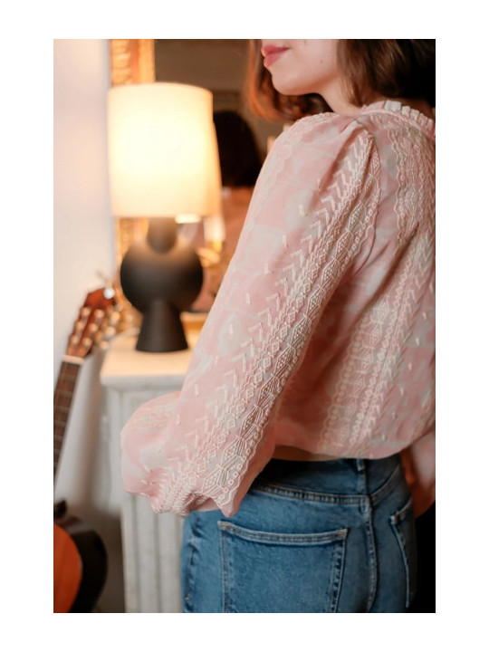 Blusa manga larga rosa
