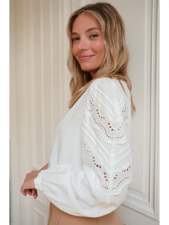 Blusa de manga larga blanca
