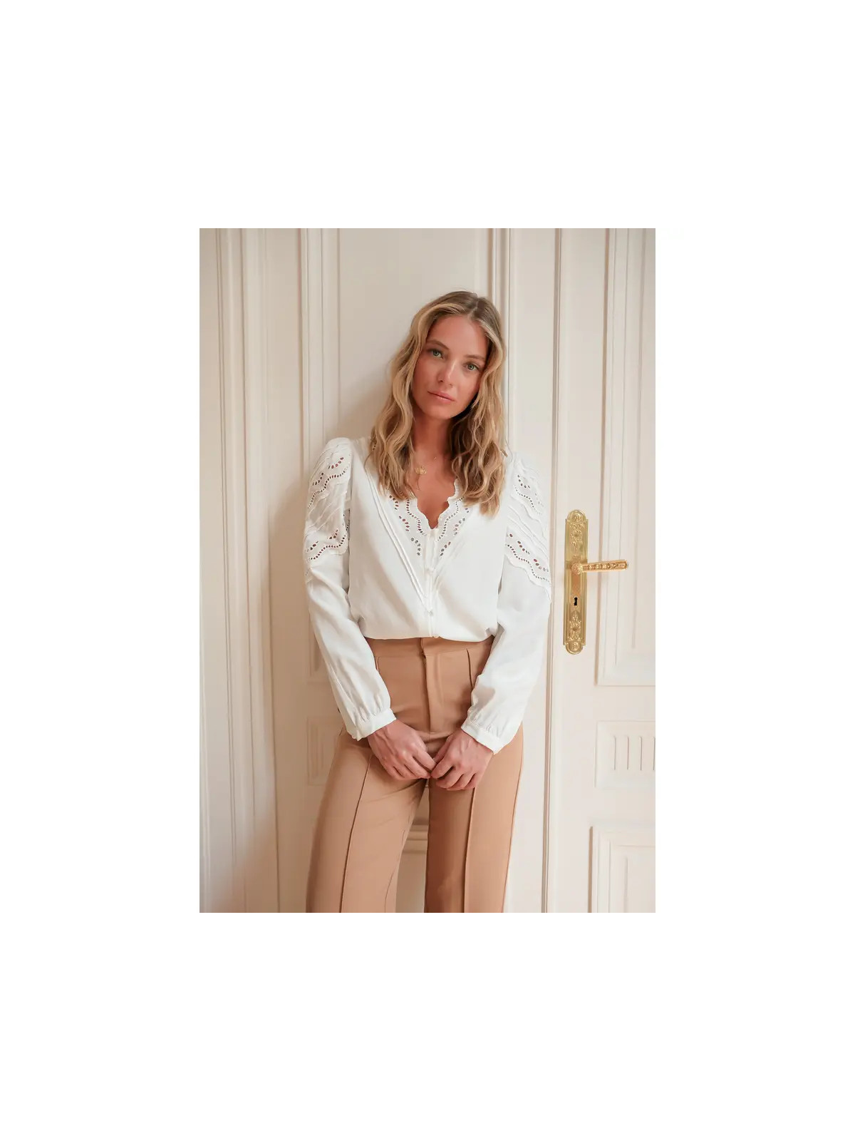 Blusa de manga larga blanca