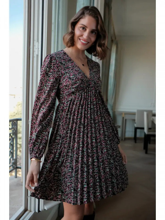 Vestido corto manga larga