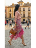 Falda de flecos rosa