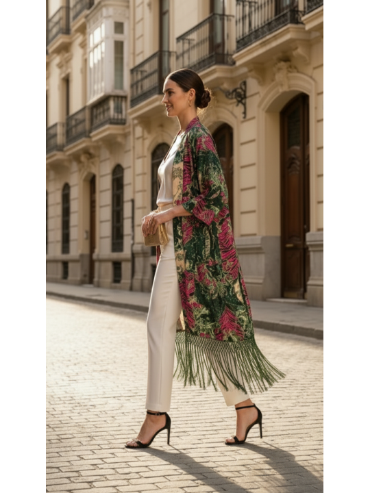 Kimono largo con flecos