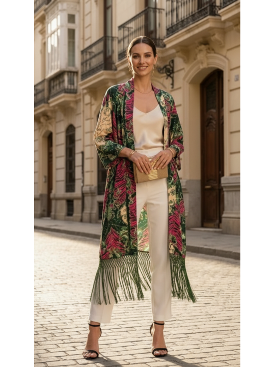 Kimono largo con flecos