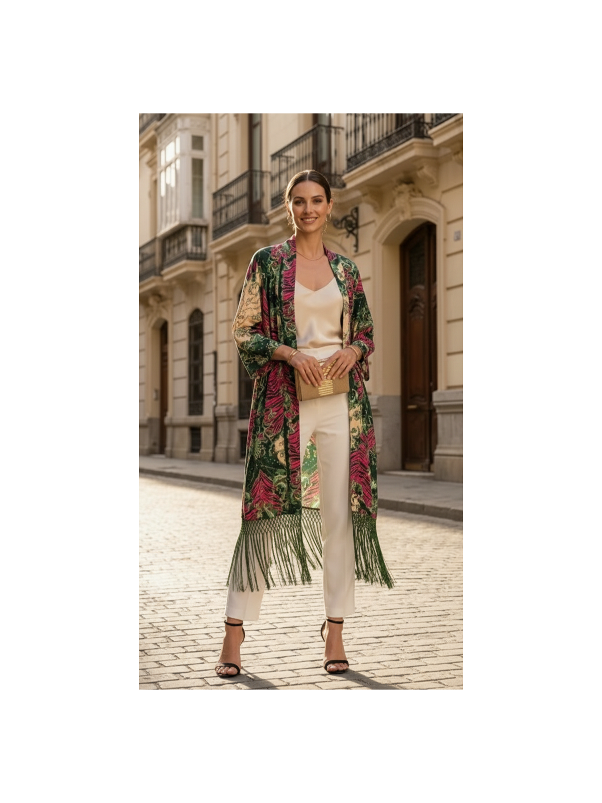 Kimono largo con flecos