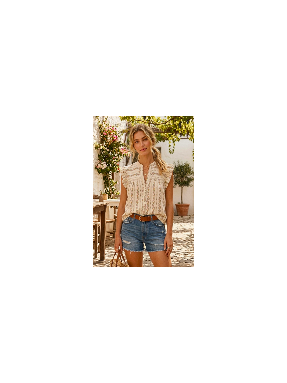 Blusa sin mangas con flores