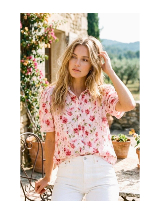 Blusa rosa con flores