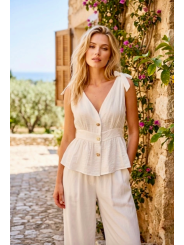 Top de tirantes con lazo en color crema
