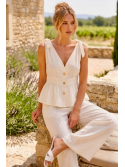 Top de tirantes con lazo en color crema